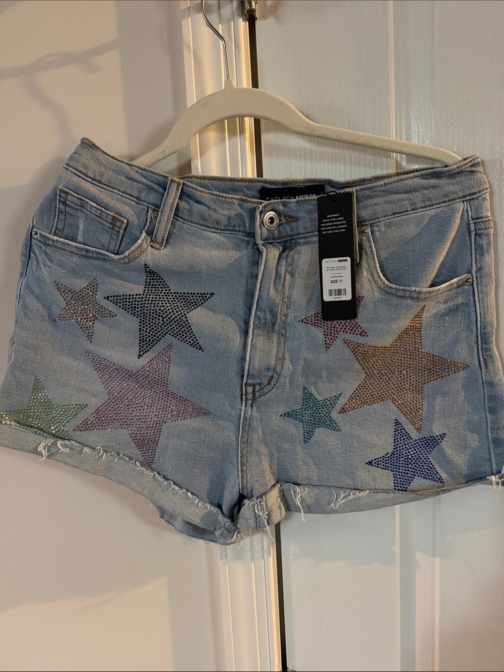 Fashion Nova Bedazzled Star Jean Shorts